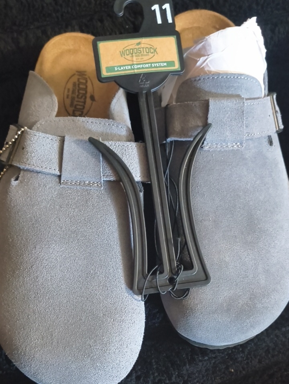 Woodstock Men's Suede Slip-On Clog in Gray